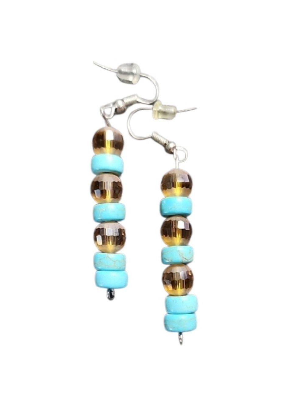 💥4 for $20💥Turquoise and Orange Beaded Earrings